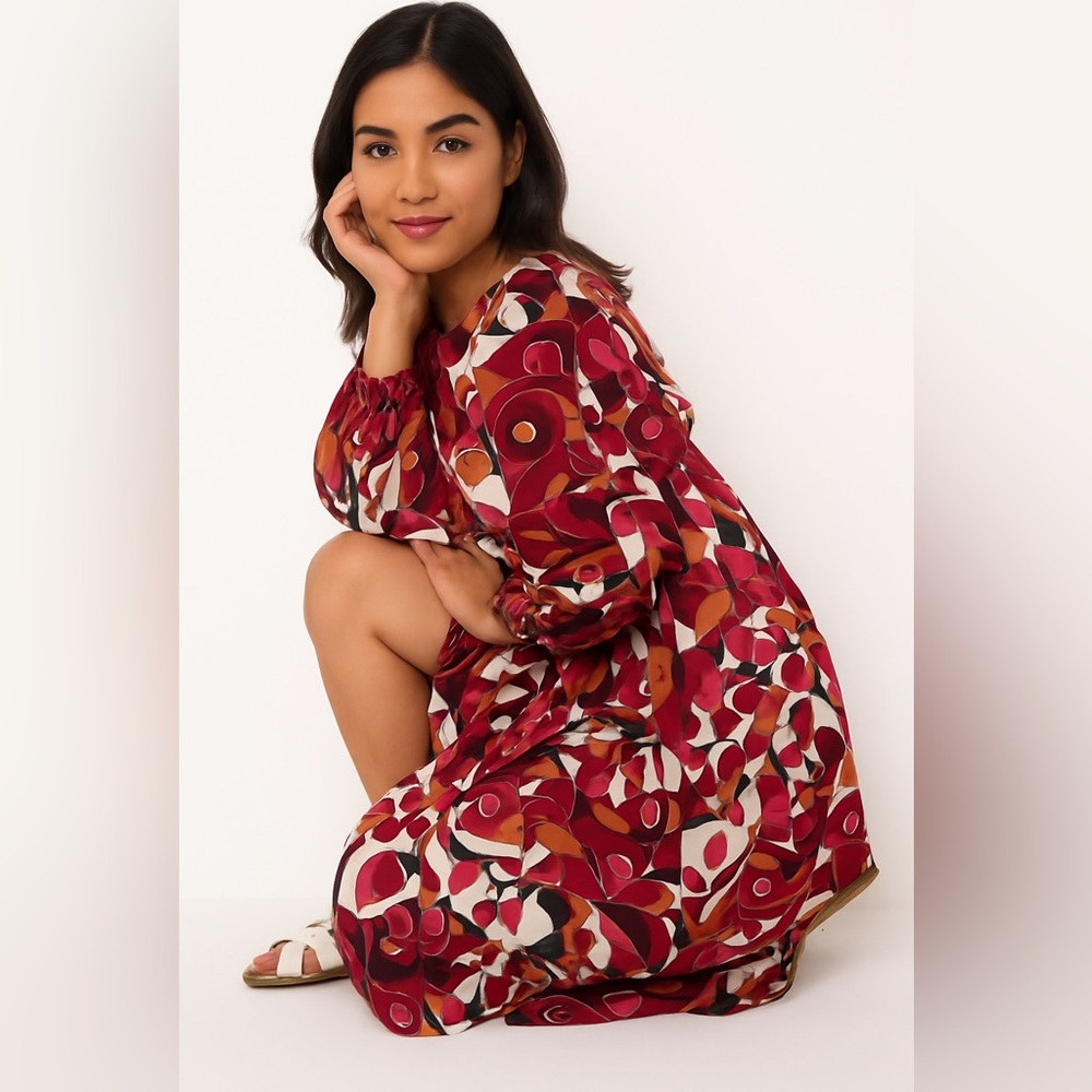 Entro Vibrant Red and Orange Maxi Dress - Picture 4 of 5